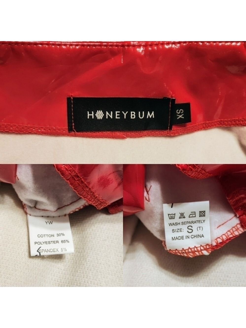 Honeybum Red Faux Leather Mini Skirt XS - Picture 9 of 10